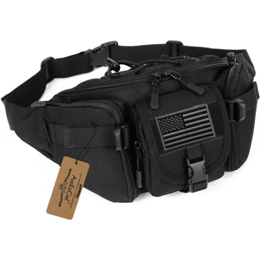 Tactical Fanny Pack for Men Women Waist Bag Hip Belt Outdoor Hiking With Patch